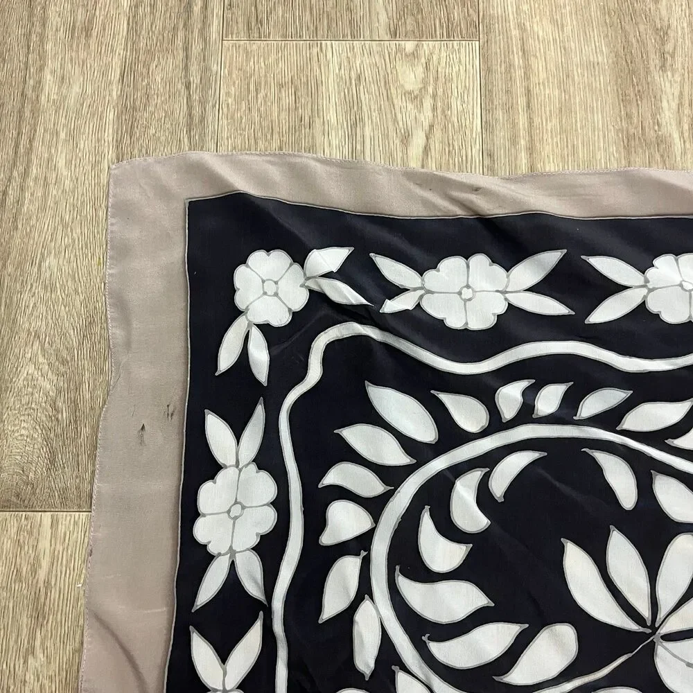100% Silk Square Scarf Hand Painted Artsy